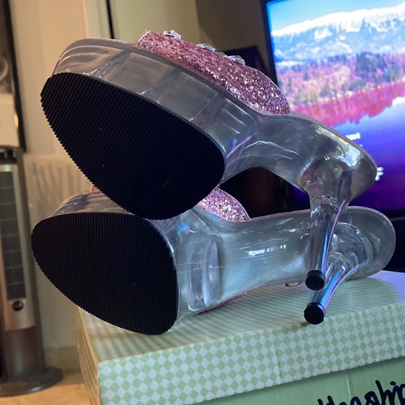 Pink glitter and rhinestone Pleaser mules - Picture 11 of 12